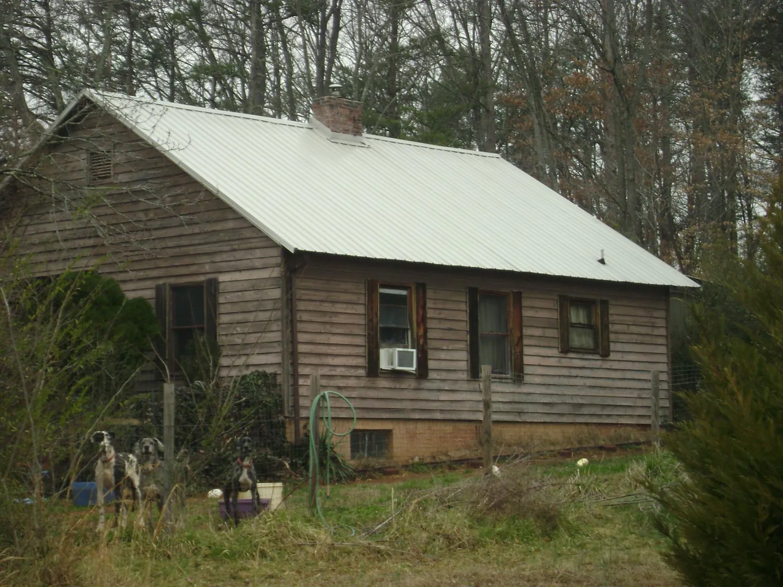 White metal roof on an old wood sided farmhouse, from a Metal Roof Installation job in Lapel
